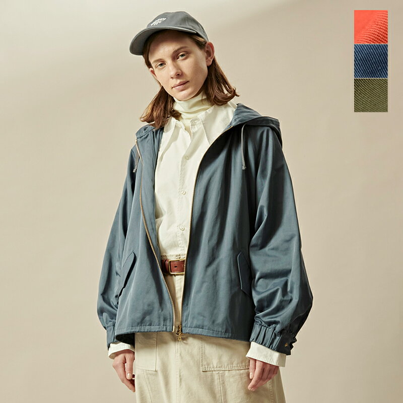 kha:ki カーキ コットン ツイル ワイドスリーブ ジップアップパーカ “WIDE SLEEVE ZIP UP PARKA” mil22fjk3173-mn レディース