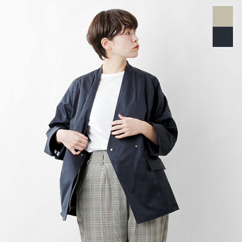 kha:ki カーキ ストレッチツイルノーカラーブレザー“COLLARLESS 2B BLAZER” mil-22hjk168-ru レディース