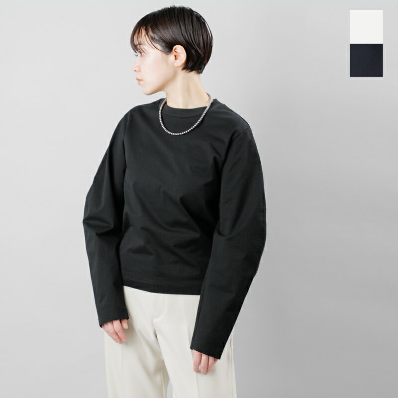 【2023aw新作】LOEFF ロエフ オーガニックコットン クレセントスリーブ クロップド Tシャツ 8812-699-0032-fn レディースのサムネイル