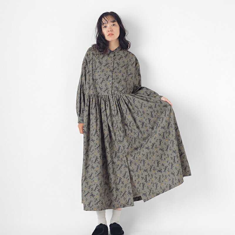 SOIL ソイル 40s ポプリン フラワー プリント バンドカラー ドレス nsl24543-tr 2024aw新作 レディース【☆】