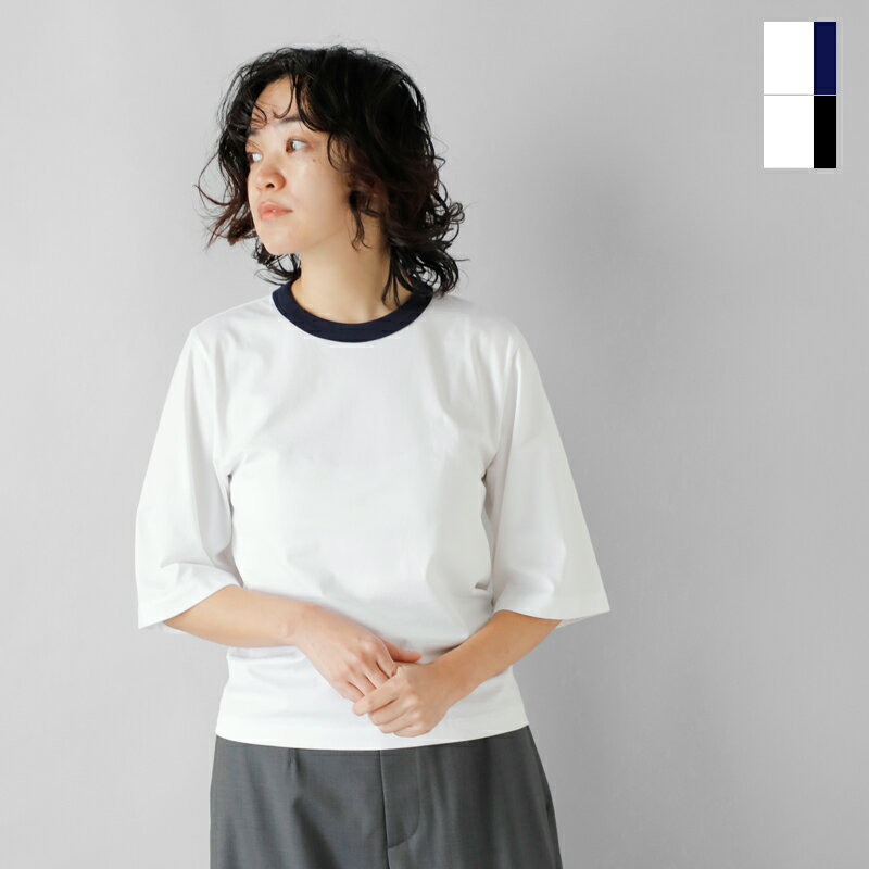 HOSHII TO DEAU ホシイトデアウ×LOEFF ロエフaranciato別注 スビン コットン 5分袖 リンガーTシャツ 8817-699-0045-ms 2024ss新作 レディース