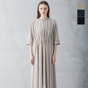 【クーポン対象】whyto ホワイト デザイン タック ノーカラー ドレス “DESIGN TACK DRESS” wht24hop4044-mn 2024ss新作 レディース