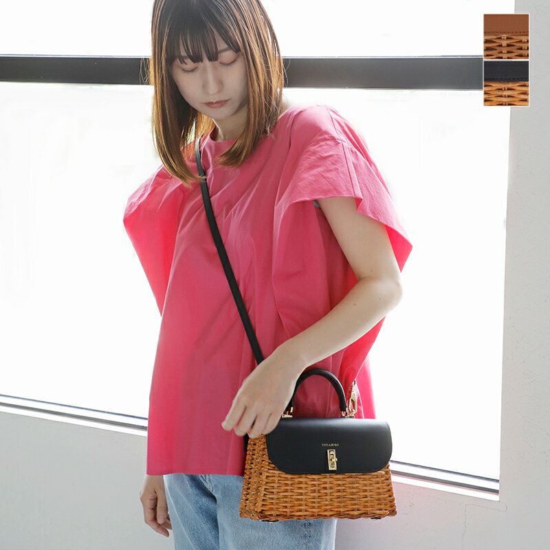 VIOLAd'ORO ヴィオラドーロ スプリットラタン × カウレザー 2way カゴ ハンドバッグ カゴバッグ かごバッグ “MIRO” v-8731 レディースのサムネイル