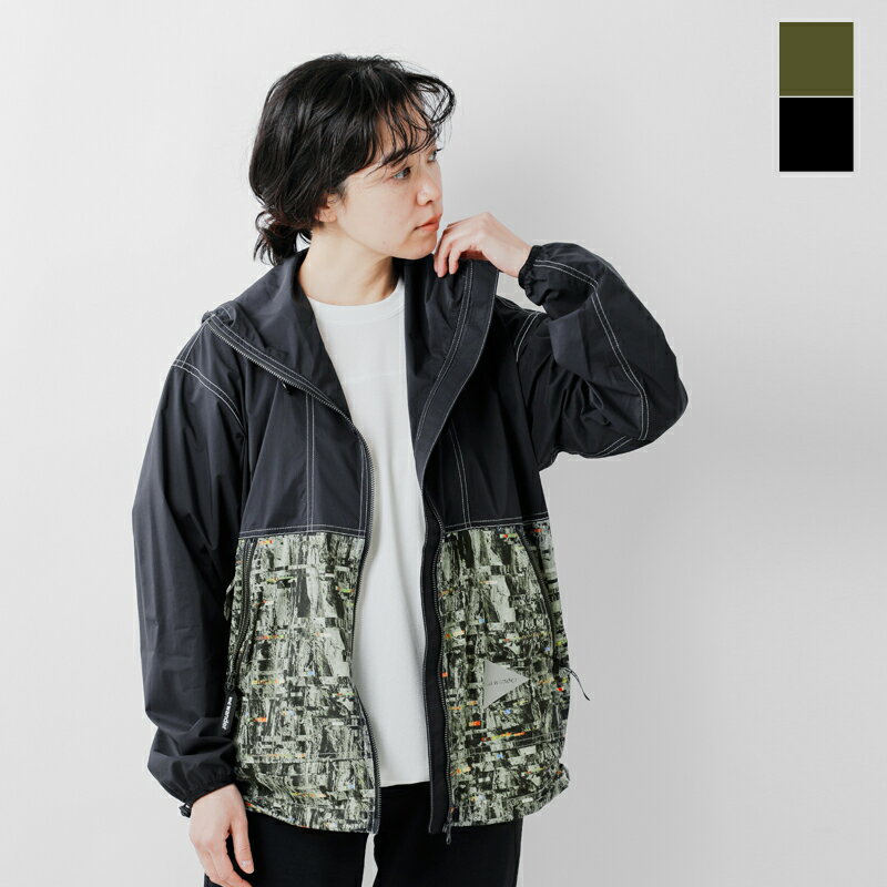 and wander アンドワンダー 耐久撥水 PERTEX プリント ウインド ジャケット “PERTEX printed wind jacket” 574-4121110-ms 2024ss新作 レディース【クーポン対象】