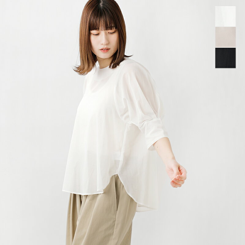 bon vieux temps ボンビュータン コットン シアー クルーネック ブラウス 30603-mt 2024ss新作 レディースのサムネイル