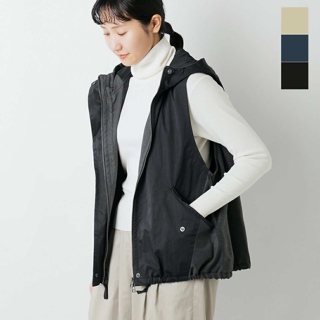 Munich ミューニック 異素材ドッキング フーデッド ジレ mn252b29 レディース 2025aw新作 【サイズ・カラー交換初回無料】 【クーポン対象】