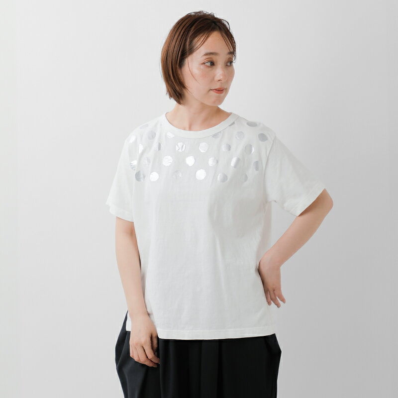to touch トゥータッチ ドライ コットン 天竺 シルバー ドット Tシャツ to25c-06