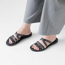 【40%OFF】BRADOR ブラドール レザー クロス スタッズ フラット サンダル “MIA” 34-907-kr レディース【サイズ交換初回無料】