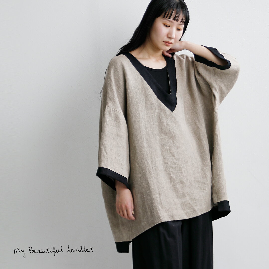 樂天商城 - my beautiful landlet マイ ビューティフル ランドレット セミウェット リネン ショート スリーブ Vネック プルオーバー wm02-tp2610203 レディース 2026ss新作 春夏