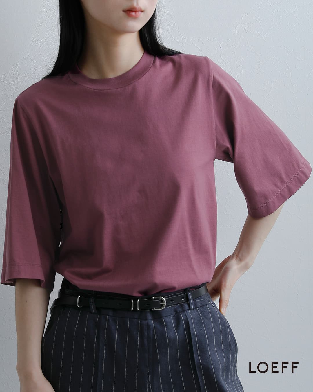セール【20%OFF】LOEFF ロエフ スビンコットン天竺 5分袖 クルーネック Tシャツ 8817-6-000002 レディース【☆】 aranciato-10056443 aranciato(アランチェート) サンプル画像2