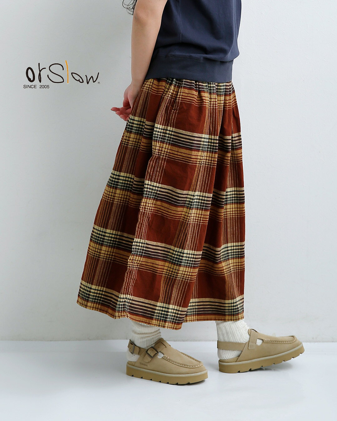 セール【40%OFF】or slow オアスロウ コットン リネン オリジナル チェック ギャザー スカート 00-4003-same2 レディース 【サイズ・カラー交換初回無料】 aranciato-10060798 aranciato(アランチェート) サンプル画像2