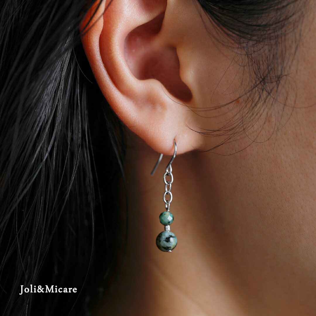 Joli&Micare ジョリー&ミカーレ アフリカン ターコイズ グラスビーズ ピアス Turquois African tua0228 レディース 秋冬