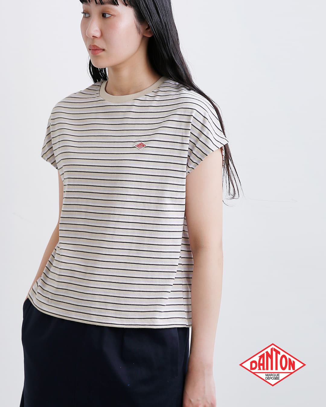 セール【30%OFF】DANTON ダントン コットン ドルマンスリーブ ボーダー 半袖Tシャツ dt-c0403cjj-same1 レディース【海外出荷不可】 aranciato-10064061 aranciato(アランチェート) サンプル画像2