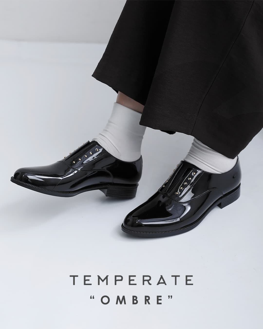 テンパレイト TEMPERATE ゴールドスタッズ スリッポン レイン オックスフォードシ...