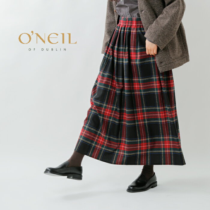 O'NEIL OF DUBLIN オニールオブダブリン aranciato別注 ウールブレンドタックチェックロングスカート s26592-fn【サイズ交換初回無料】