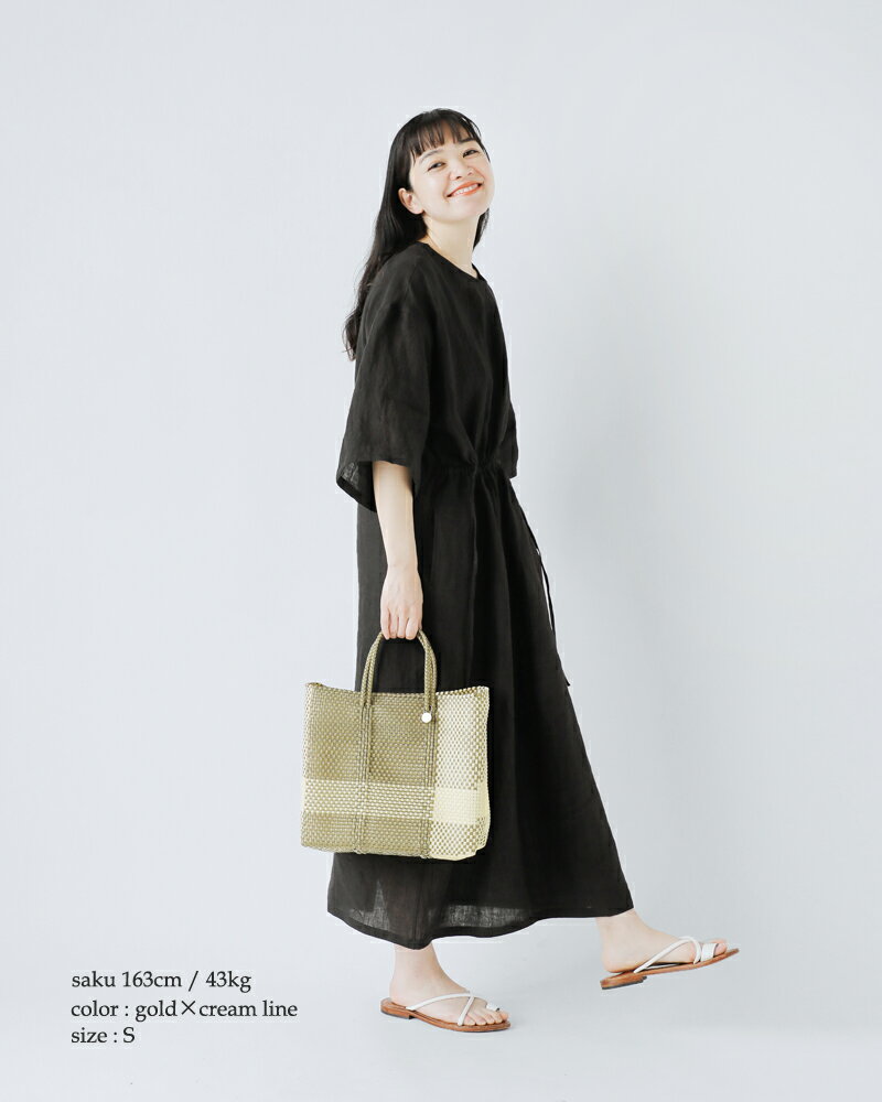Letra レトラ メルカドバッグ S “CROSS LINE / MINI CHECK” mcheck-cline-s-fn 2025ss新作 かごバッグ マルシェバッグ 丈夫 耐久性 水洗い A4 スクエア型 3