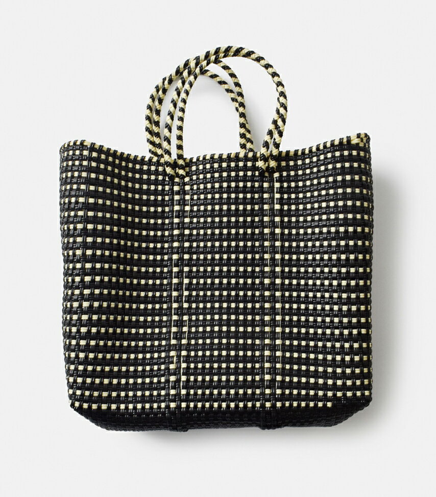 新品未使用★レトラ★メルカドバッグ・ブラック＆チェック・かごバッグ用ファー付き 新品未使用☆レトラ☆メルカドバッグ・ブラック＆チェック・かご