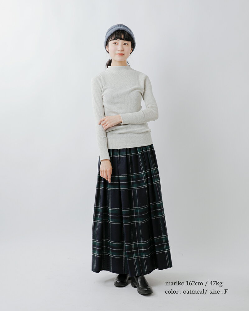 tumugu ツムグ コットン リブニット ハイネック ロングスリーブ プルオーバー tk19...