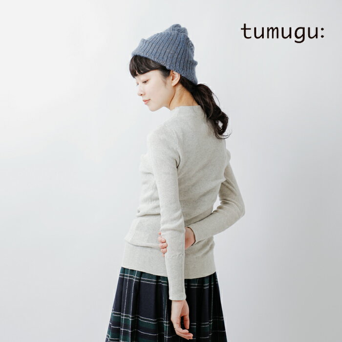 tumugu ツムグ コットン リブニット ハイネック ロングスリーブ プルオーバー tk19...