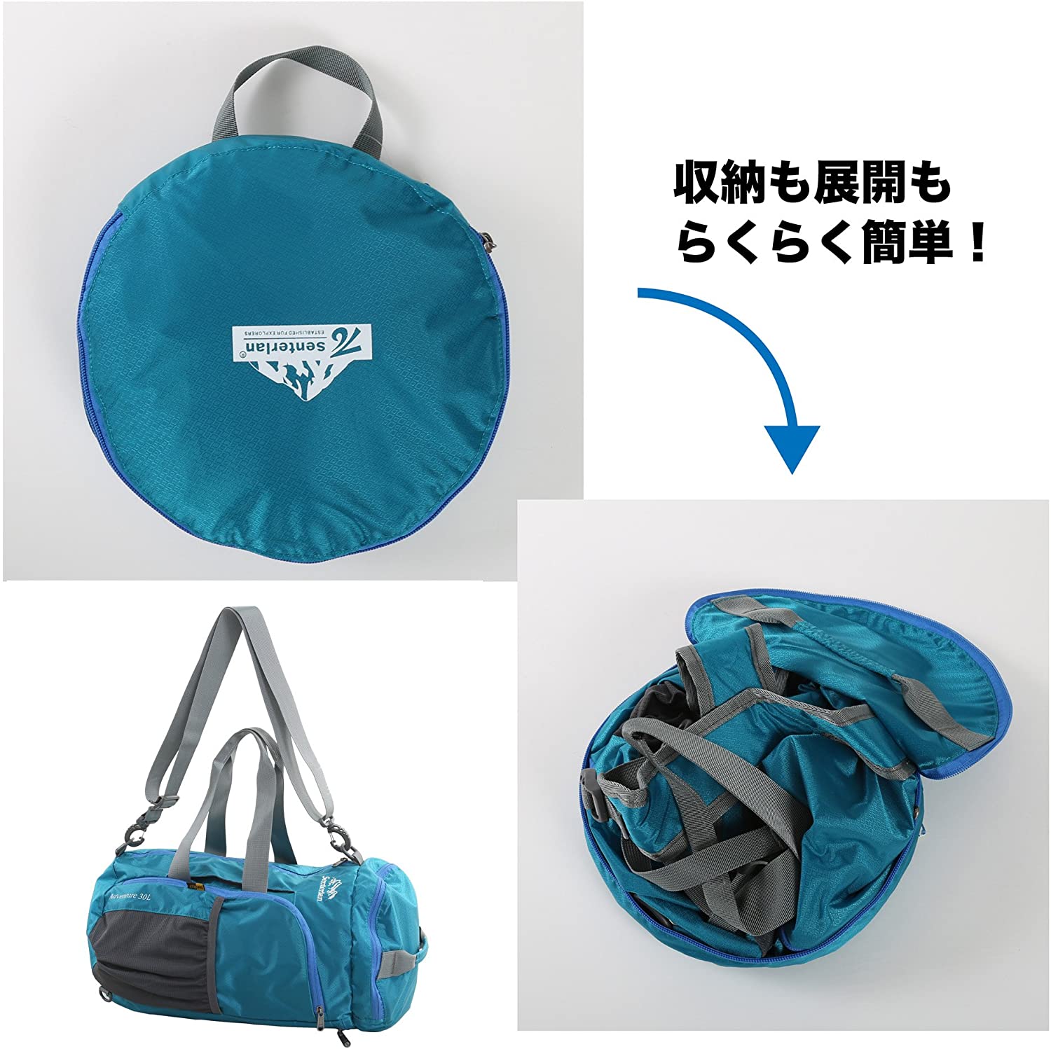 折り畳み 軽量 ボストンバッグ 3WAY 30L 大容量 撥水加工 アララギ(ARARAGI) リュック に ショルダー に 登山 サブ バッグ