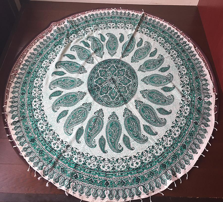円形サイズペルシャ絨毯風の布更紗150cm×150cmテーブルクロススファーカバー