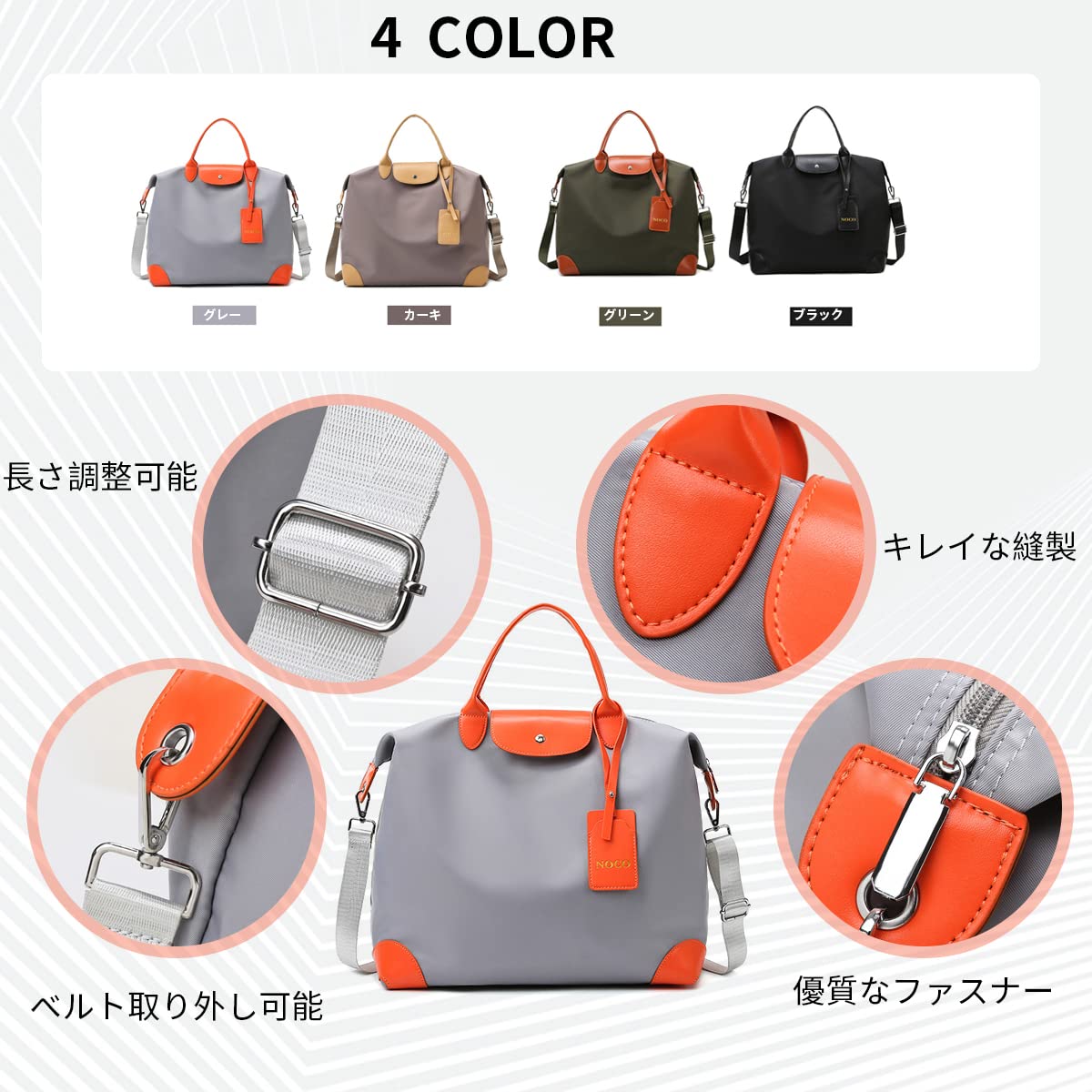 ボストンバッグ メンズ 2way 撥水ナイロン 皮革 レザー 男女兼用 大容量 旅行カバン 出張 ジム レディース メンズ 軽量 30L BAG612 (カーキ) arasiyama-10000275 アラシヤマRain&Outdoor サンプル画像2