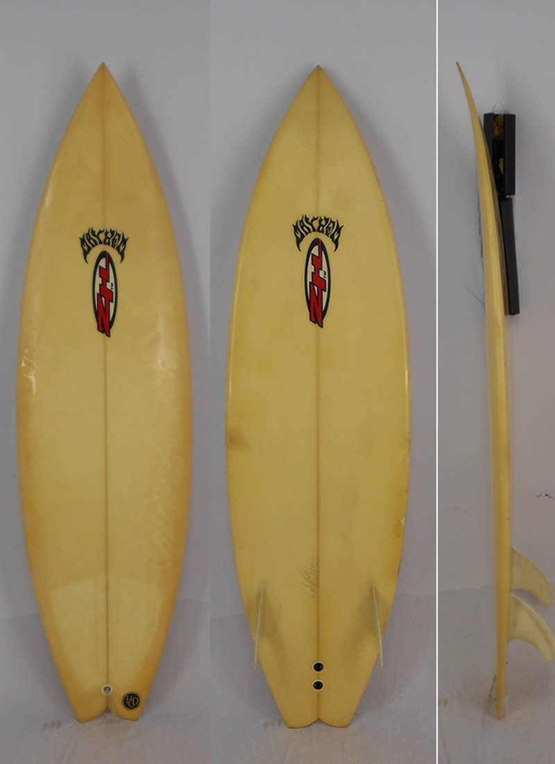 【中古】MAYHEM (メイヘム) TWIN ON FIN サーフボード [CLEAR] 5’10” オンツイン+FCSバック フィン