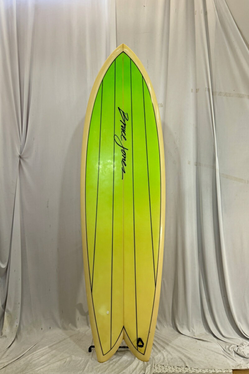 【中古】BRUCE JONES (ブルースジョーンズ) ショートボード [GREEN×CLEAR] 6’6” サーフボード