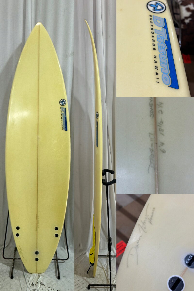 【中古】D TATSUNO SURFBOARDS HAWAII ショートボード [CLEAR] 6’4” サーフボード