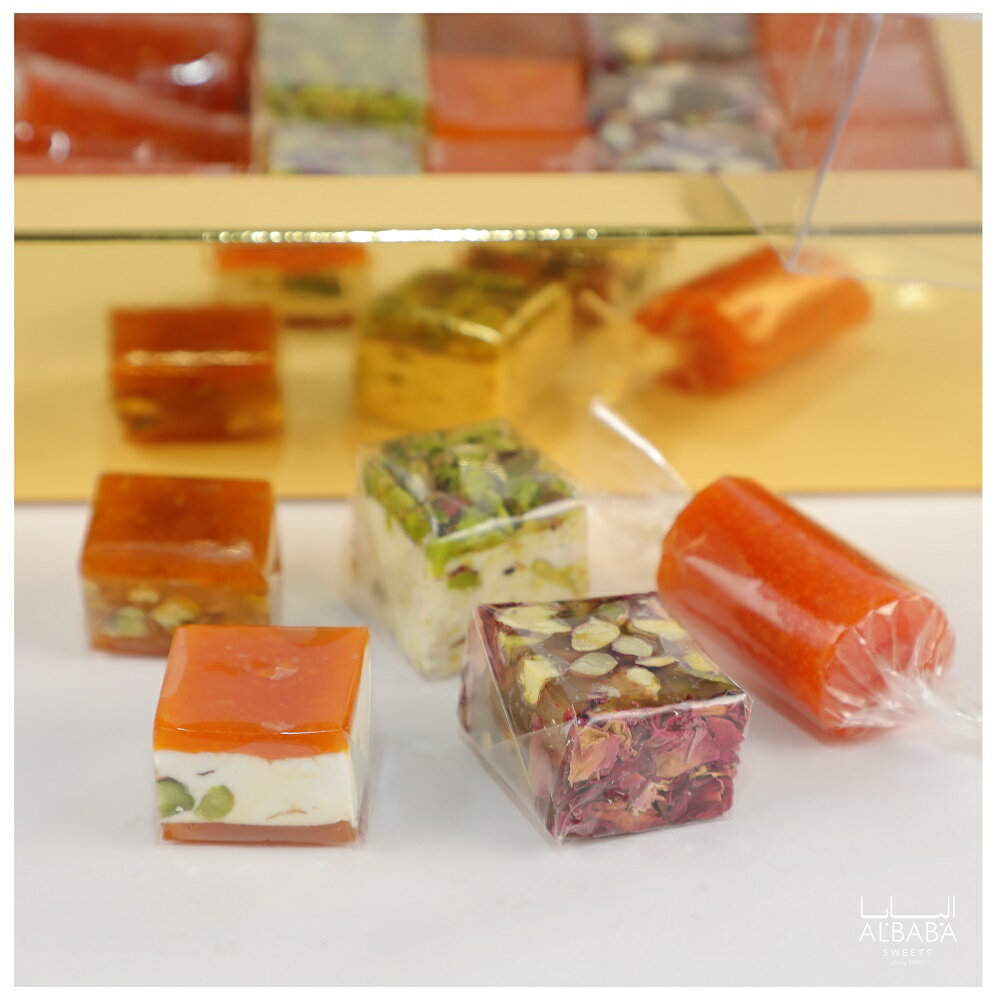 訳あり再ラップ中身に支障無し 彩り豊かなインスタ映えスィーツ マルバン・ヌガーミックス440g(Al Baba) 5種25〜26個アソート！バラ花びらやピスタチオやアプリコットを使ったソフトな飴菓子！送料無料 楽天カード モバイル 5と0の日 ！父の日に！のサムネイル