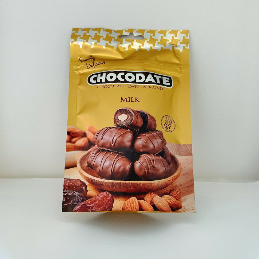 デーツにはカルシウムがプルーンの1.8倍 ！おいしい大粒アーモンド入りチョコレートデーツ ミルクLa Ronda Chocolate Dates 80g 　個別包装で6個入り、1個の食べごたえがあり！送料無料 5と0の付く日 楽天カード 楽天モバイル 父の日 ギフト