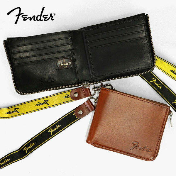 Rakuten - 《抽選で最大100%ポイントバック★要エントリー》フェンダー Fender 二つ折り財布 モノグラムストラップ ギターピック付き L型ファスナー メンズ レディース レザー 各色 950-702 | ブランド [正規取扱店]