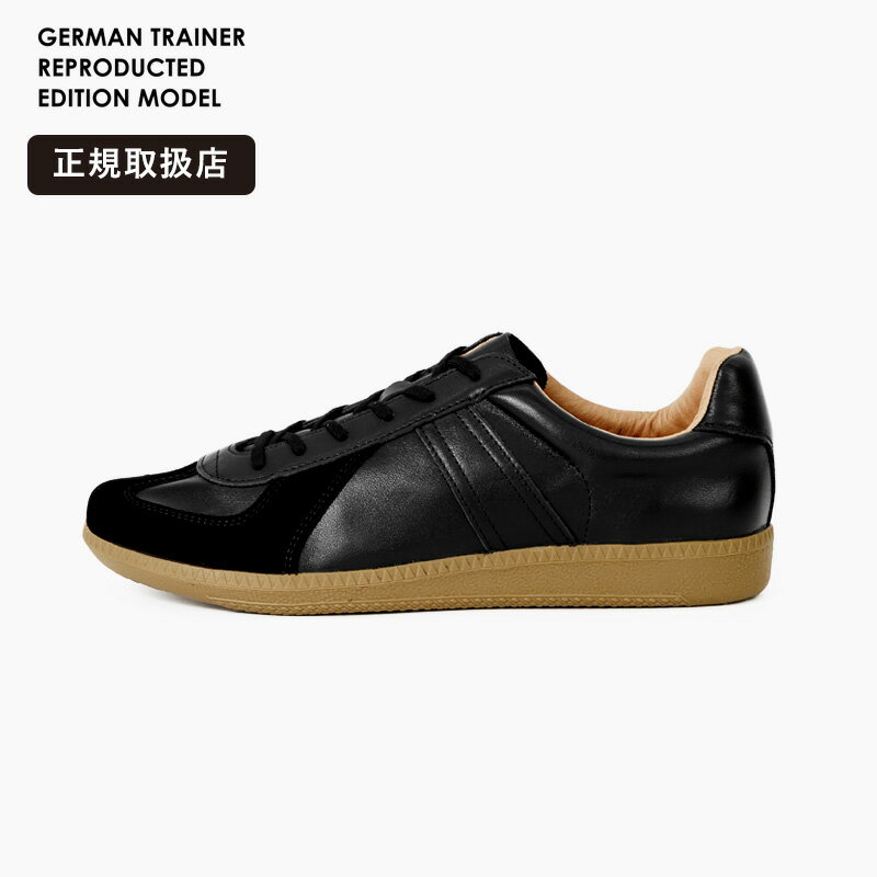乐天商城 - GERMAN TRAINER スニーカー メンズ レザースニーカー 42700 BLACK ブラック ローカット クラシック 軽量 シンプル カジュアル 通勤 通学 定番モデル 2026SS 正規取扱店