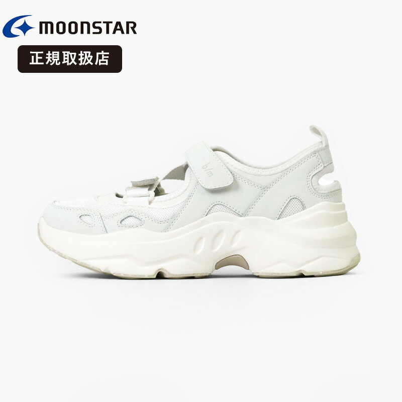 乐天商城 - ムーンスター MOONSTAR レディース スニーカー サンダル B/M04 オルタ 厚底 ハイブリッド シューズ 軽量 衝撃吸収 EVA ラバー 面ファスナー ホワイト 42700049 | [正規取扱店]