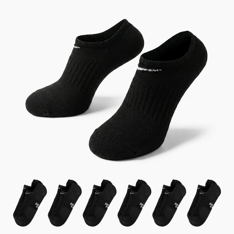 樂天商城 - ナイキ NIKE パフォーマンス クッションド ノーショウ ソックス 6P SX6911 010 6足組 靴下 キッズ ジュニア 子供用 スニーカーソックス くるぶし丈 スポーツソックス トレーニング Dri-FIT ブラック ホワイト 正規品