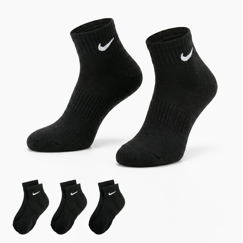 樂天商城 - 《抽選で最大100%ポイントバック★要エントリー》ナイキ NIKE エブリデイ クッションド 3P ソックス SX7667 010 3足組 靴下 メンズ レディース ユニセックス アンクルソックス スポーツソックス Dri-FIT クッション トレーニング ランニング ジム ブラック ホワイト 正規品