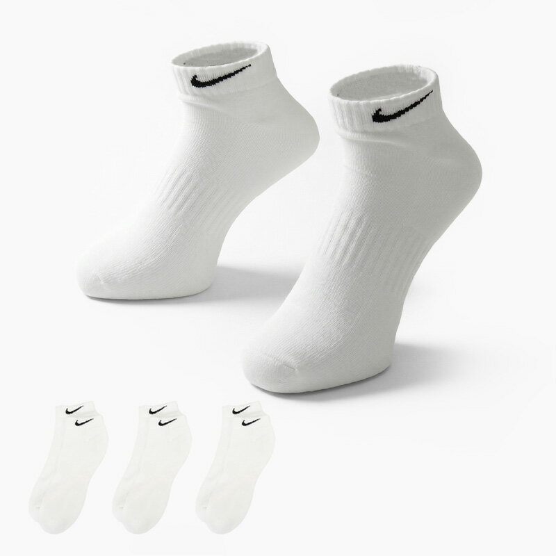 Rakuten - ナイキ NIKE エブリデイ クッションド ソックス 3足組 SX7667 010 靴下 メンズ レディース ユニセックス スポーツソックス Dri-FIT クォーター丈 アーチサポート ブラック ホワイト 23-25cm 正規品