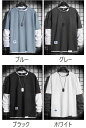 【楽天スーパーSALE】カットソー Tシャツ 長袖 メンズ トップス フェイクレイヤード 重ね着風 ラウンドネック プルオーバー ツートンカラー 男性用 大きい...