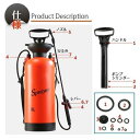 散水機 噴霧器 蓄圧式 スプレー プレッシャー式 手動式 5L 肩掛け 軽量 ポータブル コンパクト 簡単作業 水 殺虫 除草剤 洗車 ハウス 窓