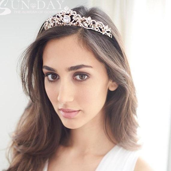 ウェディングティアラ ブライダル ヘアアクセ クリスタル ウェディング 豪華 上品ティアラ パーティー ..