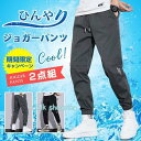 【楽天スーパーSALE】ジョガーパンツ 2点組 接触冷感 ひんやり 涼しい メンズ イージーパンツ スポーツ 部屋着 夏 薄手 軽い 軽量 ボトムス ウエストゴ...