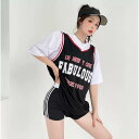 【楽天スーパーSALE】水着セット 3点セット スリーピース 学生 夏 バスケ ユニフォーム スポーツ水着 セパレート フィットネス 体型カバー クルーネック ...
