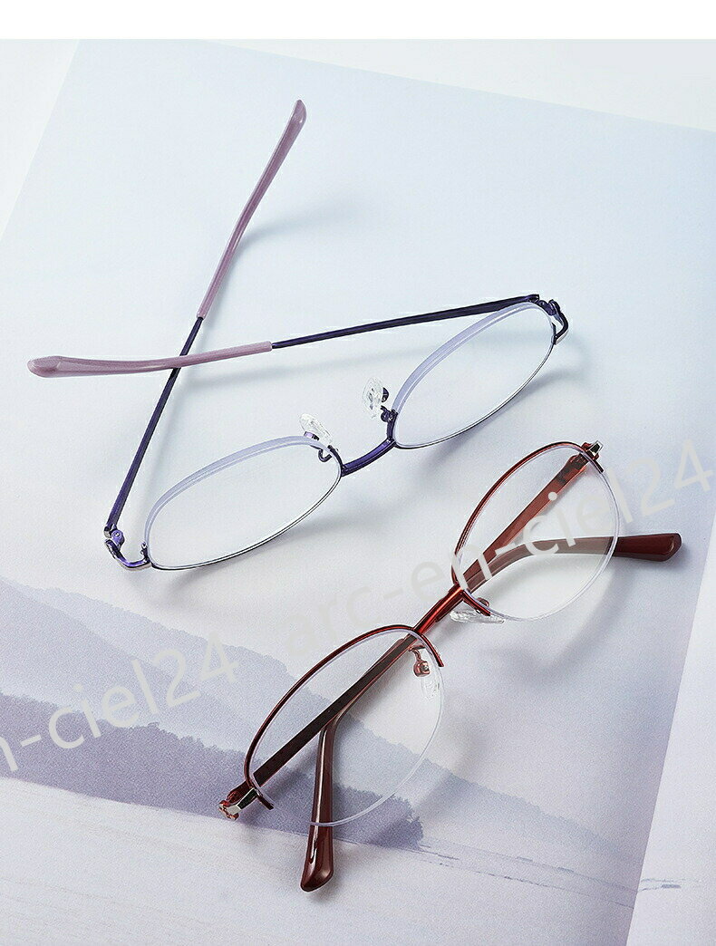 ブルーライト防止老眼鏡 女性向け 半フレームファッション 老人用高画質アイガード 読書老眼鏡