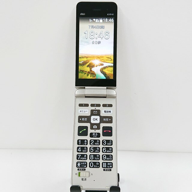 かんたんケータイ KYF41 au シャンパンゴールド 送料無料 本体 c13414 【中古】