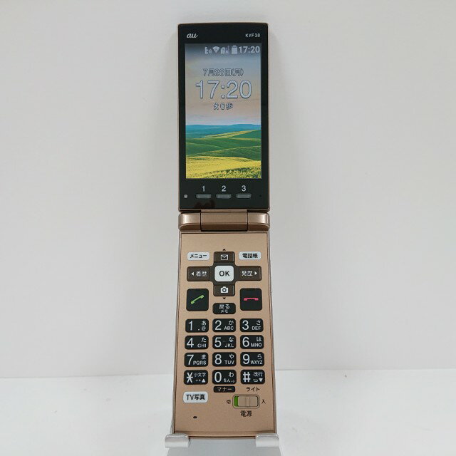かんたんケータイ KYF38 au シャンパンゴールド 送料無料 本体 c13739 【中古】