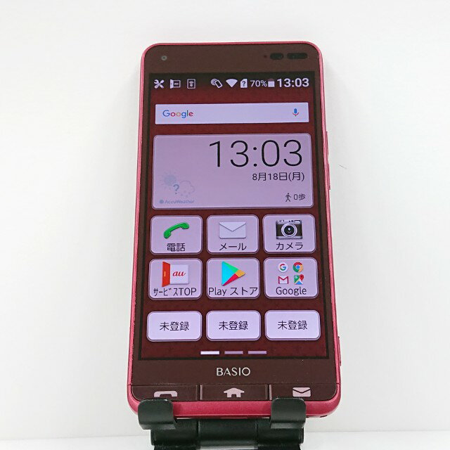 BASIO3 KYV43 au レッド 送料無料 本体 c13998 【中古】