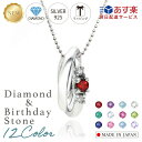 マラソン50%OFFcp!! 【 2粒ダイヤ&誕生石 エタニティリングネックレス】ダイヤ&誕生石のギフト エタニティ ベビーリング バースデー ネックレス ダイヤ 0.01ct ダイヤ プラチナ ギフト レディース 記念日 誕生日 ベビーリング 18K 金属アレルギー対応 BRV