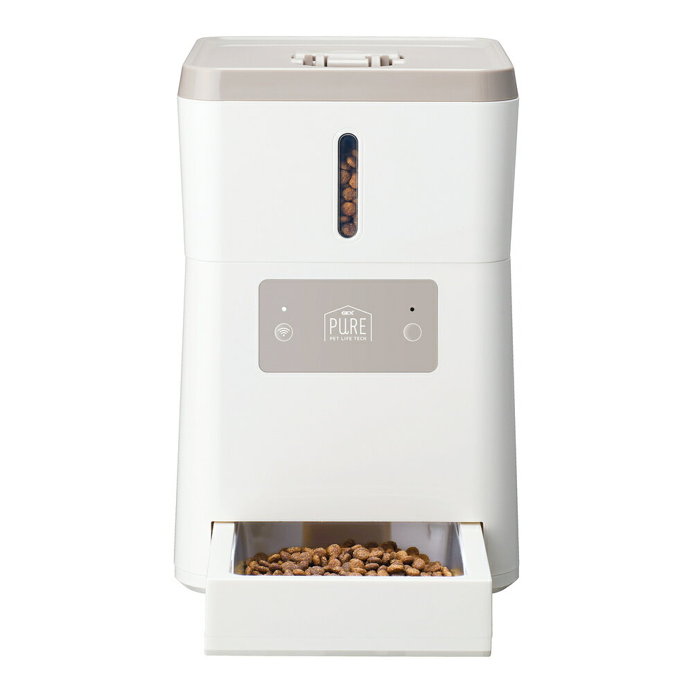 仕様 定格電圧/周波数:AC100V 50/60Hz 定格消費電力:作動時2W、待機時0.6W ACアダプター:入力/AC100-240V 50/60Hz、出力/DC5.9V 1.5A 電源コード長:約1.5m 最大容量:約2.5L 製品素材:ABS、ステンレス 製品サイズ(mm) 幅×奥行×高さ:200×200×305 製品重量(g) 1800 商品説明 アプリで給餌スケジュール設定や、リモート操作ができる自動給餌器。 フード残量不足のお知らせも届きます。 1日最大10回まで、約5g単位で設定可能。※1回約5~100g。 時間ごとに給餌量も変更できます。 停電やアダプターが外れてしまった場合も、電池(※単3アルカリ乾電池4本/別売)で動きます。 ステンレストレイ付き&トレイ・フードタンクは丸洗いOK。 ※品質向上のため予告なく仕様を変更する場合がございます。パッケージのリニューアル等につき、商品画像が異なる場合がございます。商品画像の色合いは、画像処理上、若干異なる場合がございます。