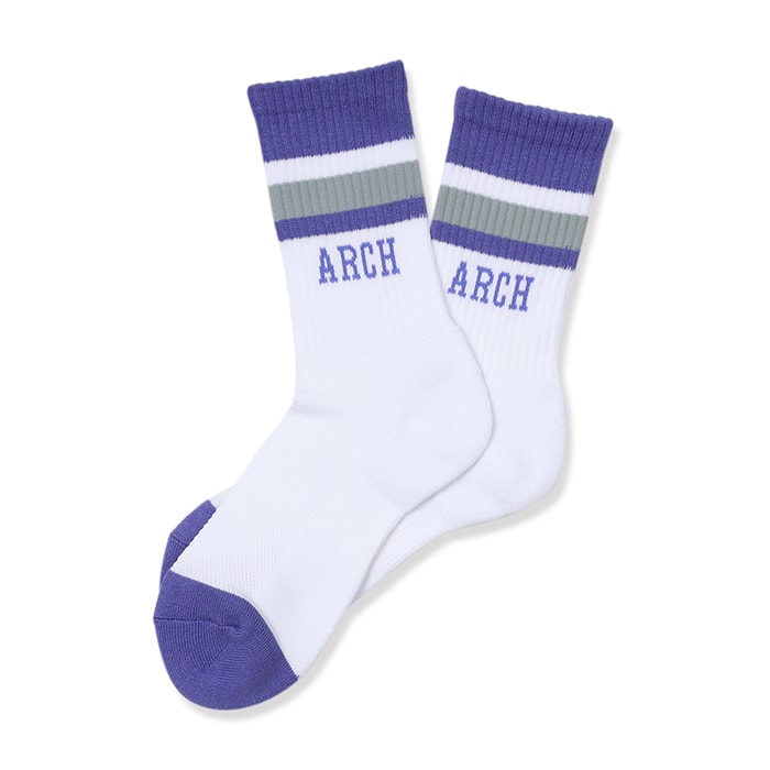 Arch TL sport crew mid. socks【white/purple】 アーチ バス ...