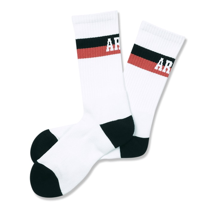 Arch bi-color crew mid. socks【white/black】 アーチ バスケ ソックス